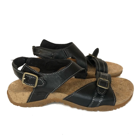 L.L. Bean Shoes - L.L. Bean Black Leather Buckle Cork Sandals